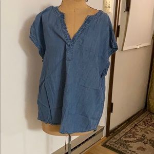 Ava & viv short sleeve denim shirt 1X